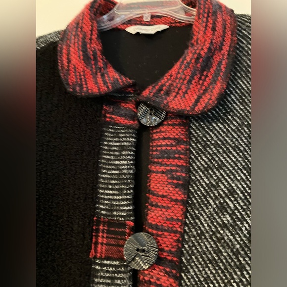 Coldwater Creek Sweater/Jacket/Cardigan, Sz. MP, Multi-Media, Red/Black - Picture 3 of 11
